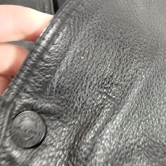 Vintage Wilsons Men' Black Leather Biker Vest L  Biker  Grunge Y2K Eagle Sturgis - Picture 7 of 10